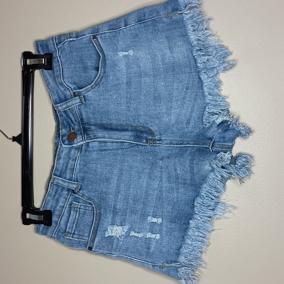 Jean Shorts with Frayed Hemline - Picture 1 of 4